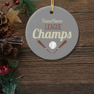 Ornamento De Cerâmica Campeões da Liga de Basebol Personalizada