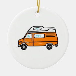 Ornamento De Cerâmica Campervan alaranjado