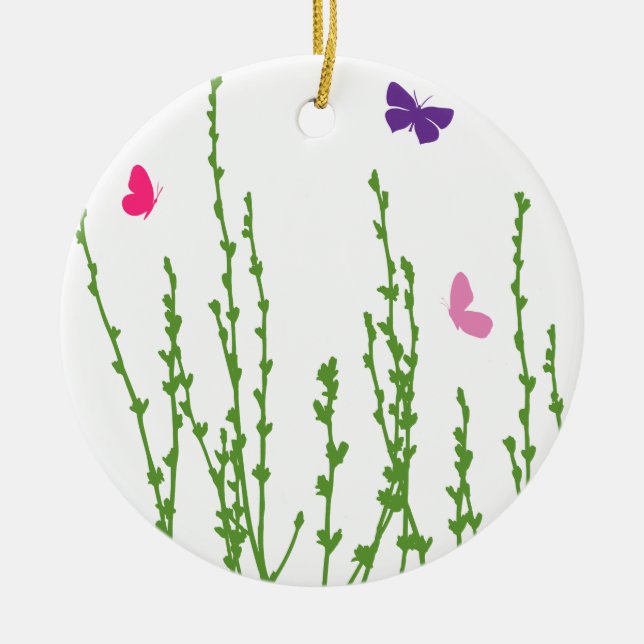 Ornamento De Cerâmica Campo da borboleta (Frente)