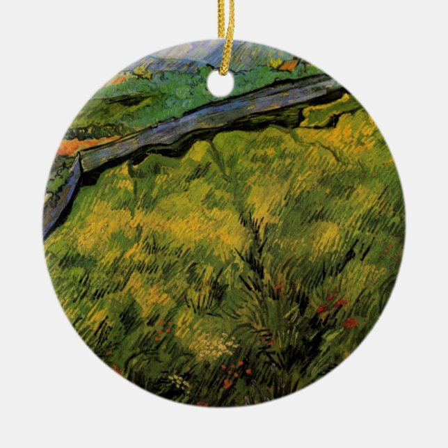Ornamento De Cerâmica Campo de trigo Primavera, nascer do sol por Vincen (Frente)