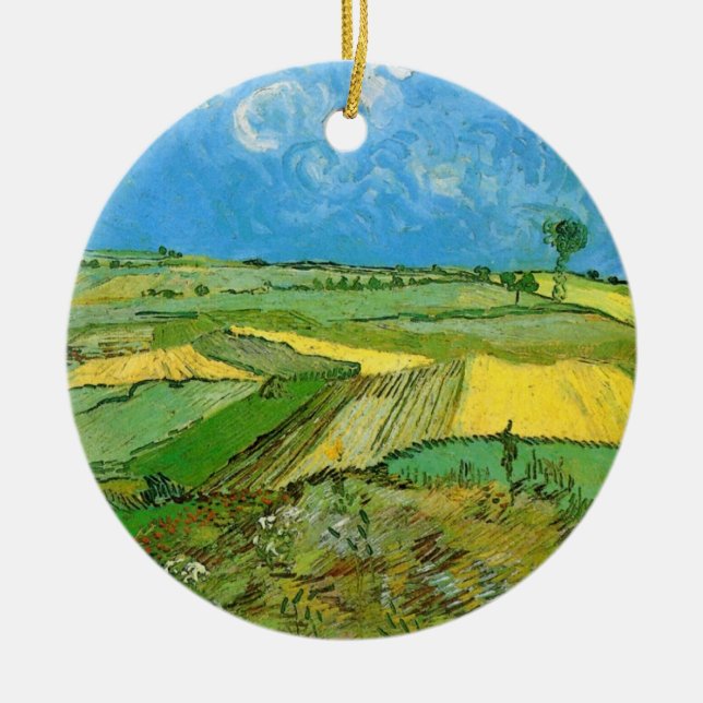Ornamento De Cerâmica Campos de Trigo de Van Gogh em Auvers Sob o Céu Nu (Frente)