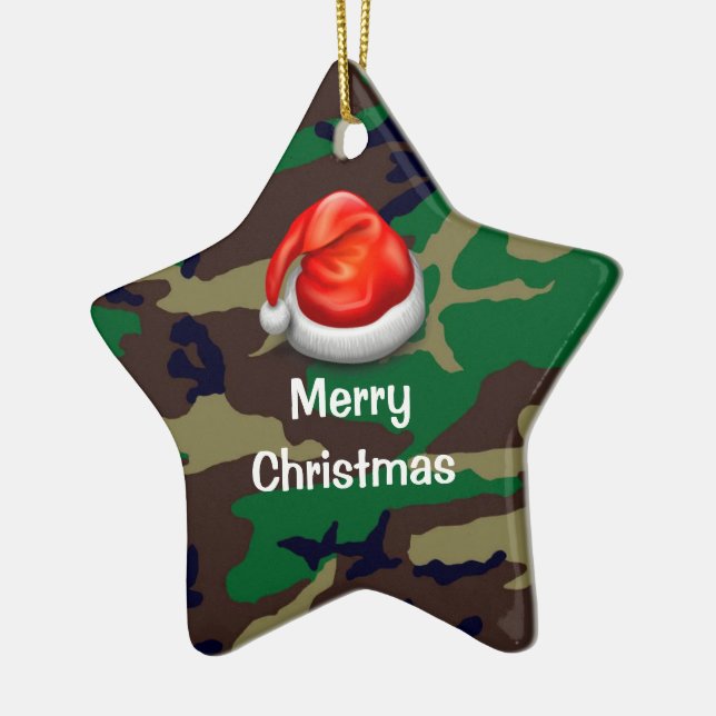 Ornamento De Cerâmica Camuflagem Woodland Camuflage Merry Christmas T-Sh (Esquerda)