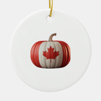 Ornamento De Cerâmica Canadian Flag Pumpkin Maple Leaf Thanksgiving Over