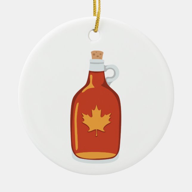 Ornamento De Cerâmica Canadiano Maple Syrup (Frente)