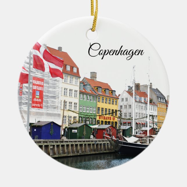 Ornamento De Cerâmica Canal de Nyhavn em Copenhaga, Danmark (Frente)