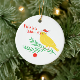 Ornamento De Cerâmica Canário Cantante de Natal