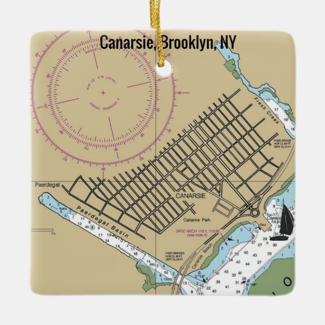 Ornamento De Cerâmica Canarsie, Brooklyn NY Chart (Frente)