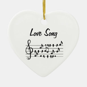 Ornamento De Cerâmica Canção de Amor Notas de Pássaro Preto e Branco Art