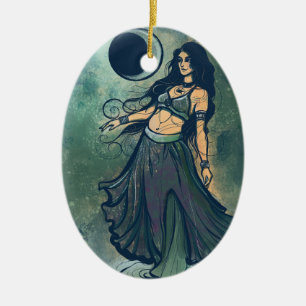 Ornamento De Cerâmica Cancer Zodiac MoonChild Goddese Belly Dancer