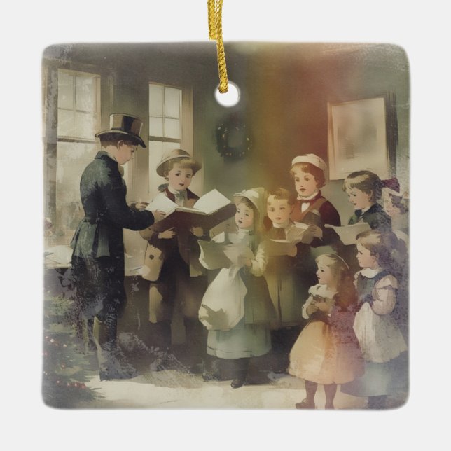 Ornamento De Cerâmica Canções de Natal de um passado distante (Frente)