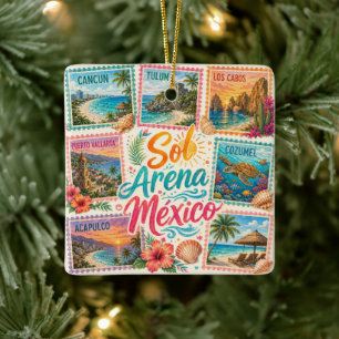 Ornamento De Cerâmica Cancun Sol Areia México Praias Tropicais Lindas