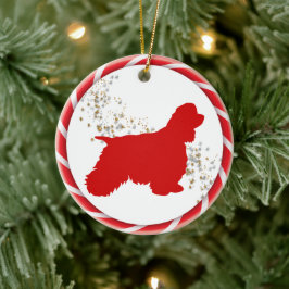 Ornamento De Cerâmica Candy Cane Border Cocker Spaniel