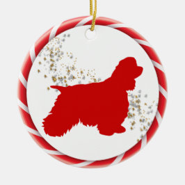 Ornamento De Cerâmica Candy Cane Border Cocker Spaniel