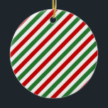 Ornamento De Cerâmica Candy Cane Christmas Strips Red Green<br><div class="desc">Candy Cane Christmas Strips Red Green</div>