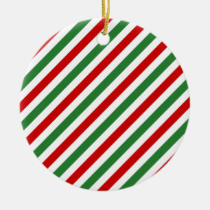 Ornamento De Cerâmica Candy Cane Christmas Strips Red Green