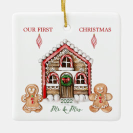 Ornamento De Cerâmica Candy Cane House Gingercake Natal