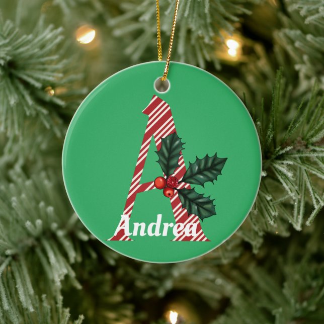 Ornamento De Cerâmica Candy Cane Stripe - Letra Um Grande Natal (Árvore)