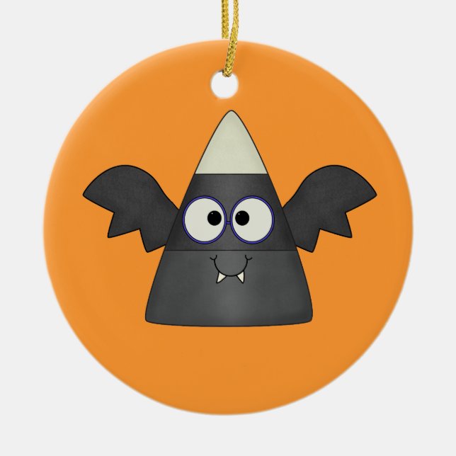 Ornamento De Cerâmica Candy Corn Bat (Frente)