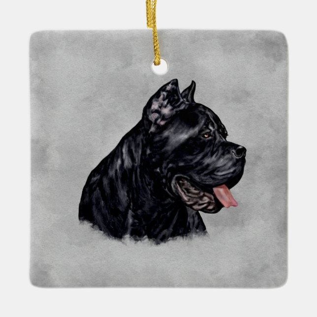 Ornamento De Cerâmica Cane Corso - Retrato Mastiff Italiano (Frente)