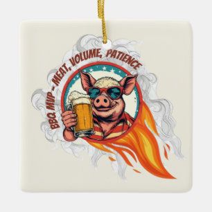 Ornamento De Cerâmica Caneca de cerveja de porco engraçada do 4 de julho
