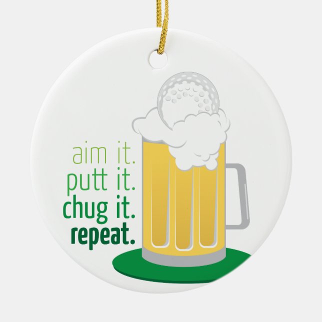 Ornamento De Cerâmica Caneca De Cerveja E Golfe (Frente)