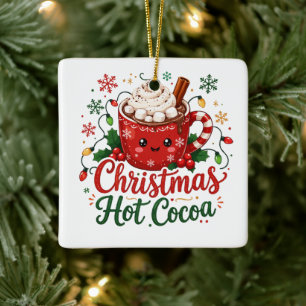 Ornamento De Cerâmica Caneca de Chocolate Quente de Natal Fofa