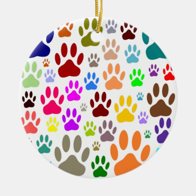 Ornamento De Cerâmica Caneta De Cães Imprime Por Toda Parte (Frente)