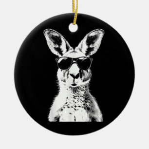 Ornamento De Cerâmica Canguru Usando Óculos de Sol Animal Divertido Aust