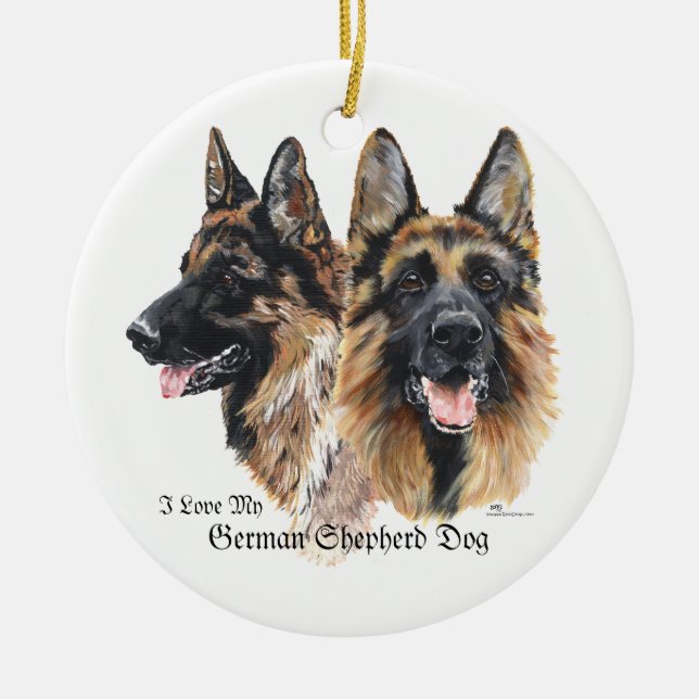 Ornamento De Cerâmica Caninos german shepherd (Frente)