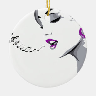 Ornamento De Cerâmica Cantando Garota