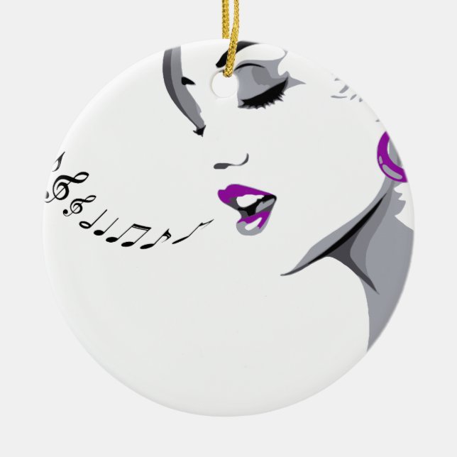 Ornamento De Cerâmica Cantando Garota (Frente)