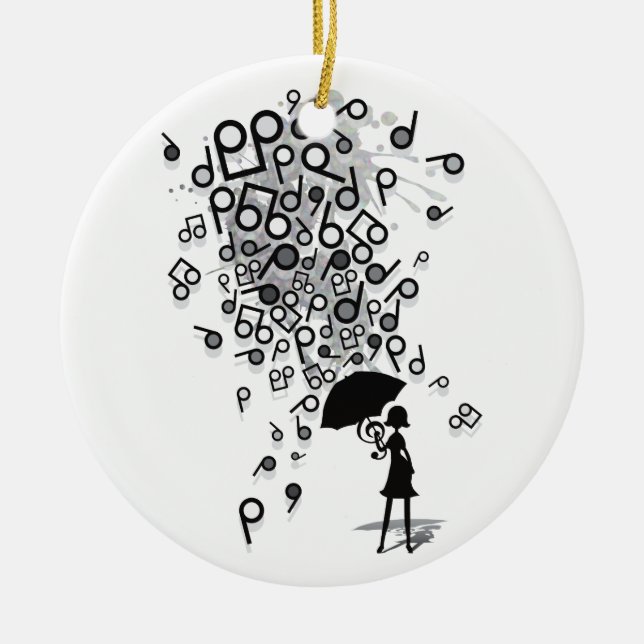 Ornamento De Cerâmica Cantando na Chuva (Frente)