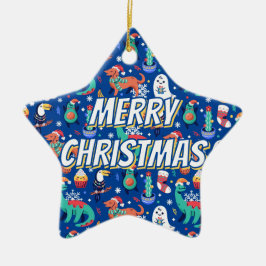 Ornamento De Cerâmica Cantinho de Natal Dinossauro Papagaio Avocado Cact