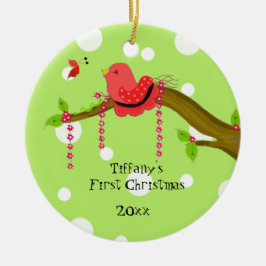 Ornamento De Cerâmica Cantorzinho Primeiro Natal da Bebê