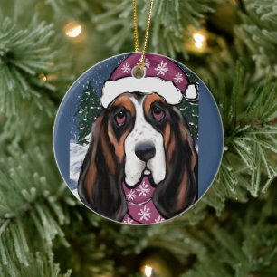 ORNAMENTO DE CERÂMICA CÃO BASSET