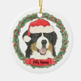 Ornamento De Cerâmica Cão Bernês de Natal Personalizado