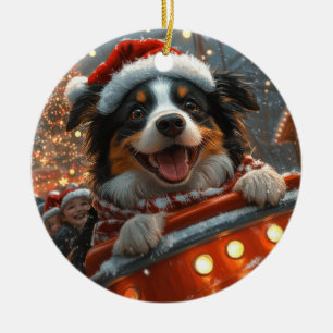 Ornamento De Cerâmica Cão Border Collie Montanha-russa Natal