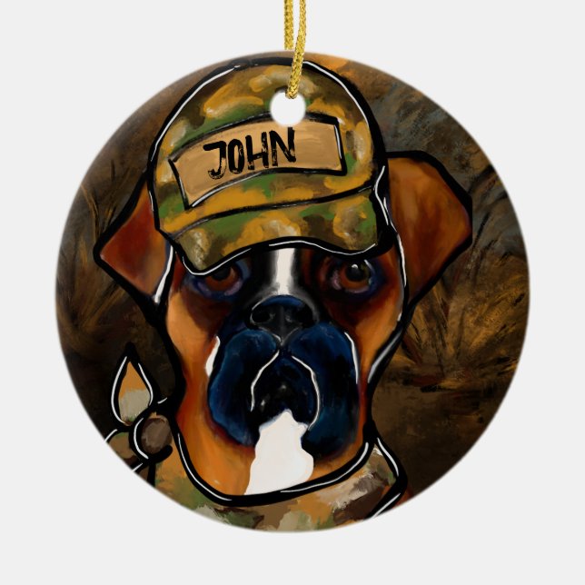 Ornamento De Cerâmica Cão Boxer (Frente)