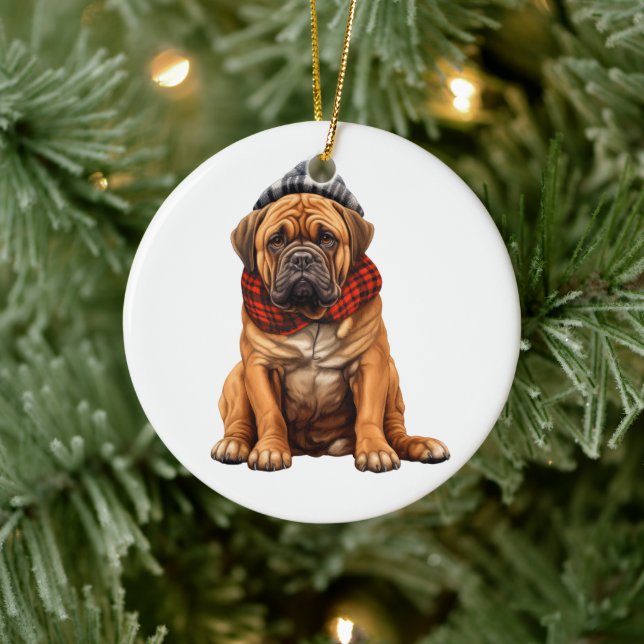 Ornamento De Cerâmica Cão Bullmastiff Personalizado (Árvore)