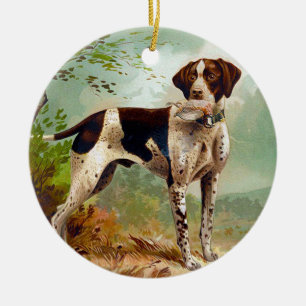 Ornamento De Cerâmica Cão caçador com pássaro na boca