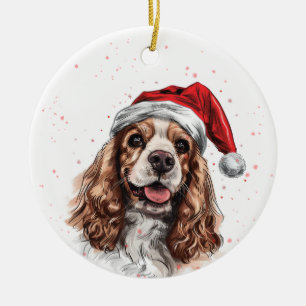 Ornamento De Cerâmica Cão Cocker Natal Personalizado