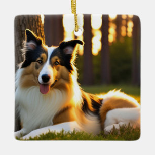 Ornamento De Cerâmica Cão Collie