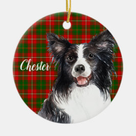 Ornamento De Cerâmica Cão Collie de Borda Personalizado