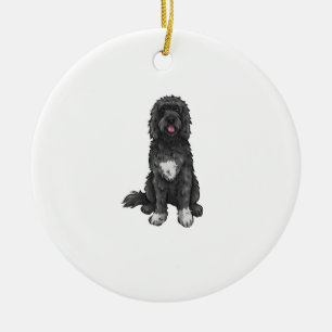 Ornamento De Cerâmica Cão de Água Português Arte de Cachorro Fofo
