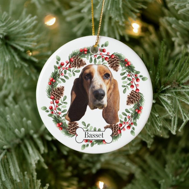 Ornamento De Cerâmica Cão de Basset Hound (Árvore)