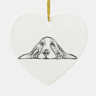 Ornamento De Cerâmica cão de caça preto-de-cão branco