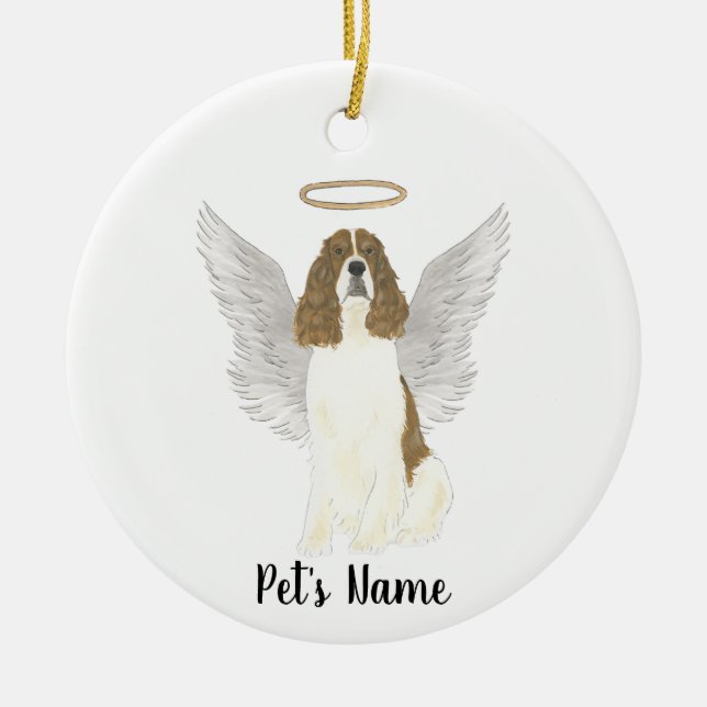 Ornamento De Cerâmica Cão de Caça Springer Spaniel Inglês Branco e Fígad (Frente)