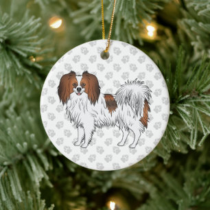 Ornamento De Cerâmica Cão-De-Cartoon Vermelho Phalène Cute Com Cinzas