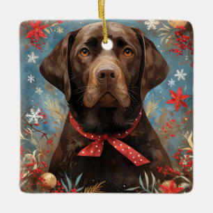 Ornamento De Cerâmica Cão de Chocolate de Natal