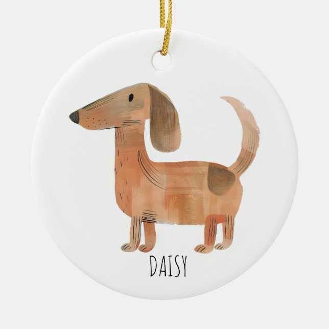 Ornamento De Cerâmica Cão de Dachshund (Frente)